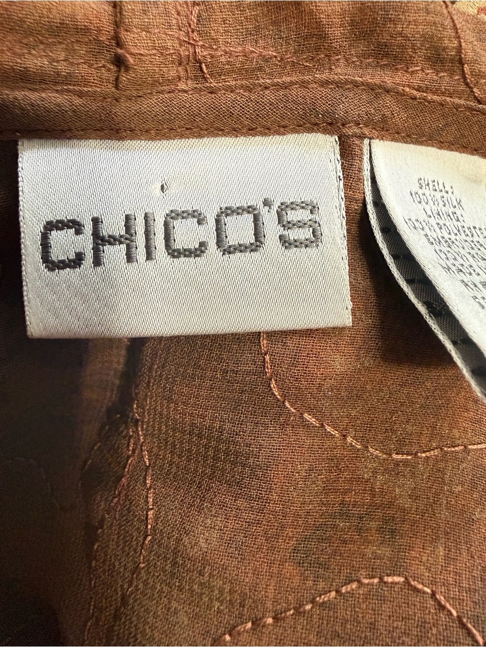Chico’s Design Size 3 Silk Hooded Patchwork Boho Jacket Wearable Art M/L - Picture 8 of 10
